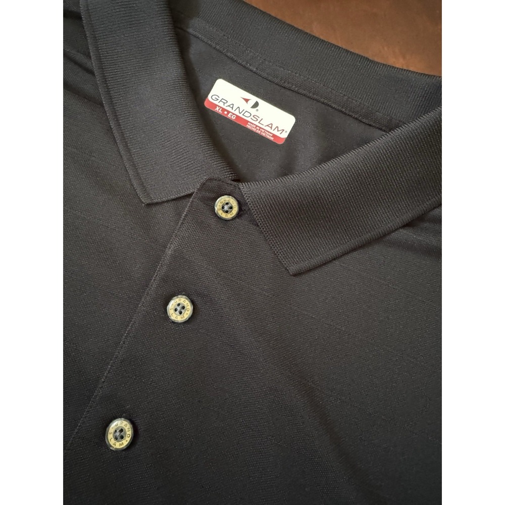 Grand Slam Golf Polo Shirt XL Black Textured Short Sleeve Performance Men